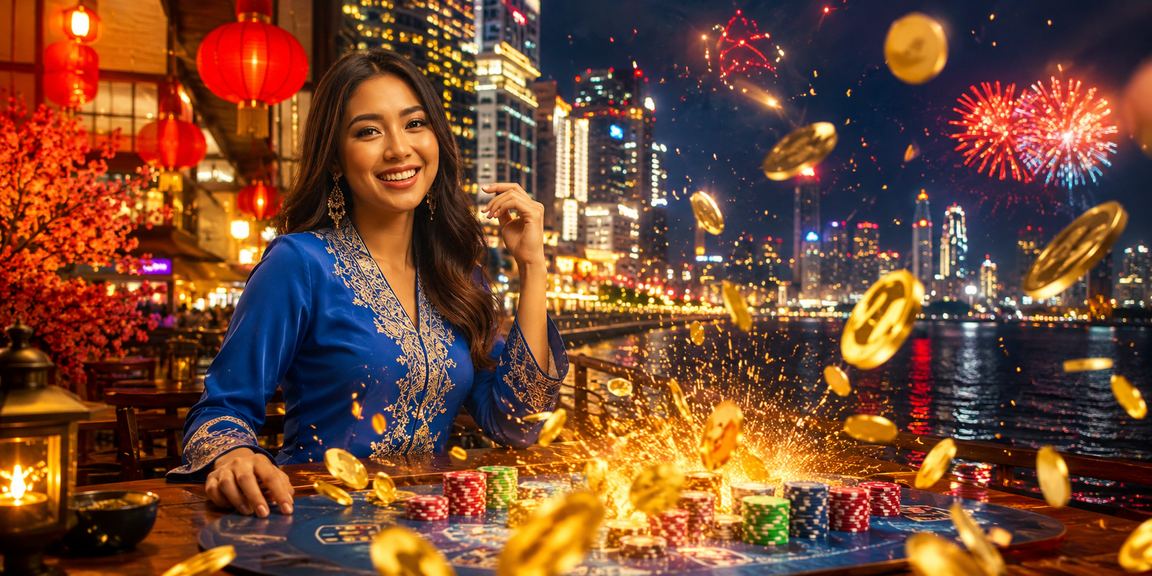 Pemain wanita berbaju kurung menyemak promosi pertaruhan di Kuala Lumpur