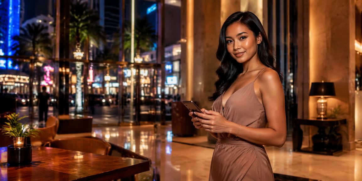 Pemain menggunakan telefon mudah alih untuk baccarat kasino dalam talian di Kuala Lumpur